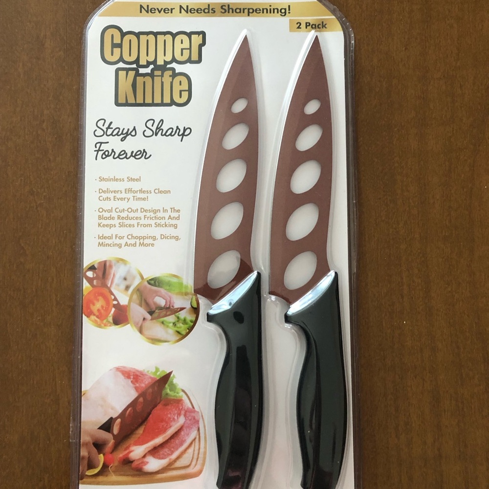 Copper Knife Set with Black Handles